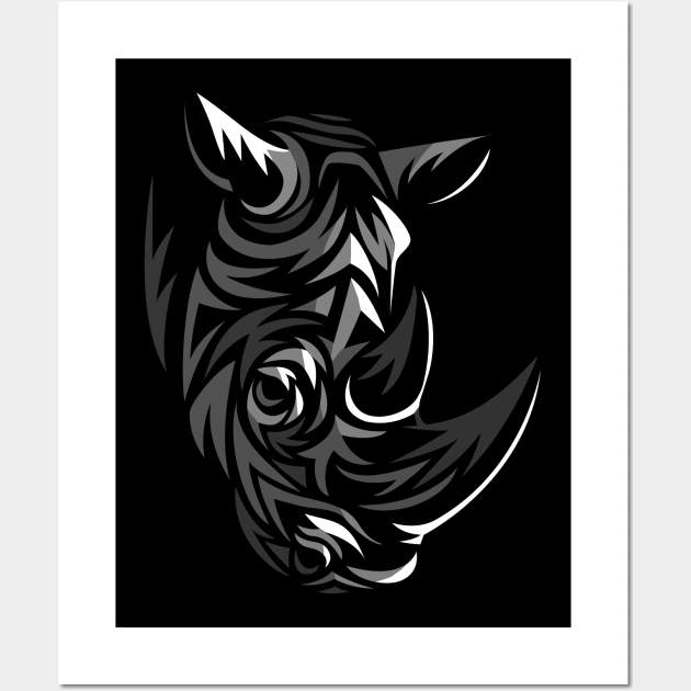 Tribal Rhino Wall Art by albertocubatas